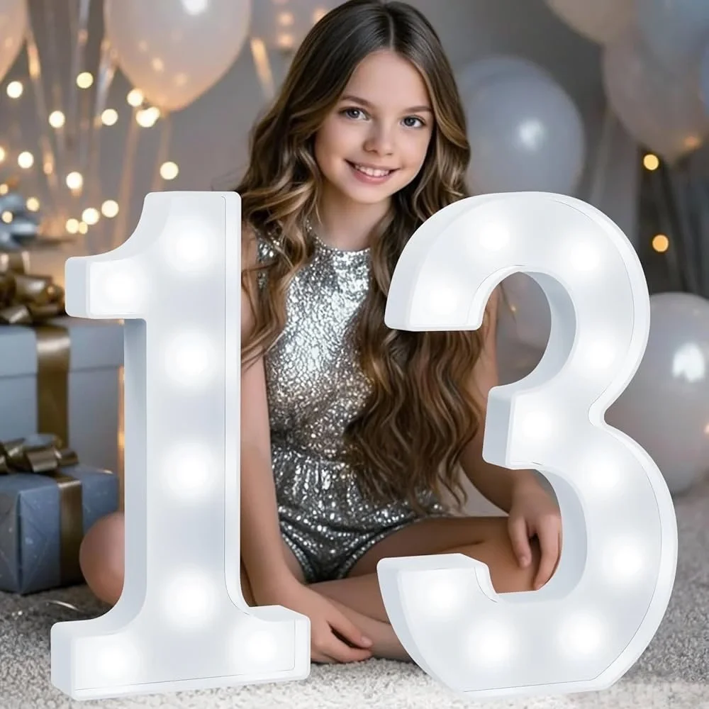 LED Light Up Number 13 - White